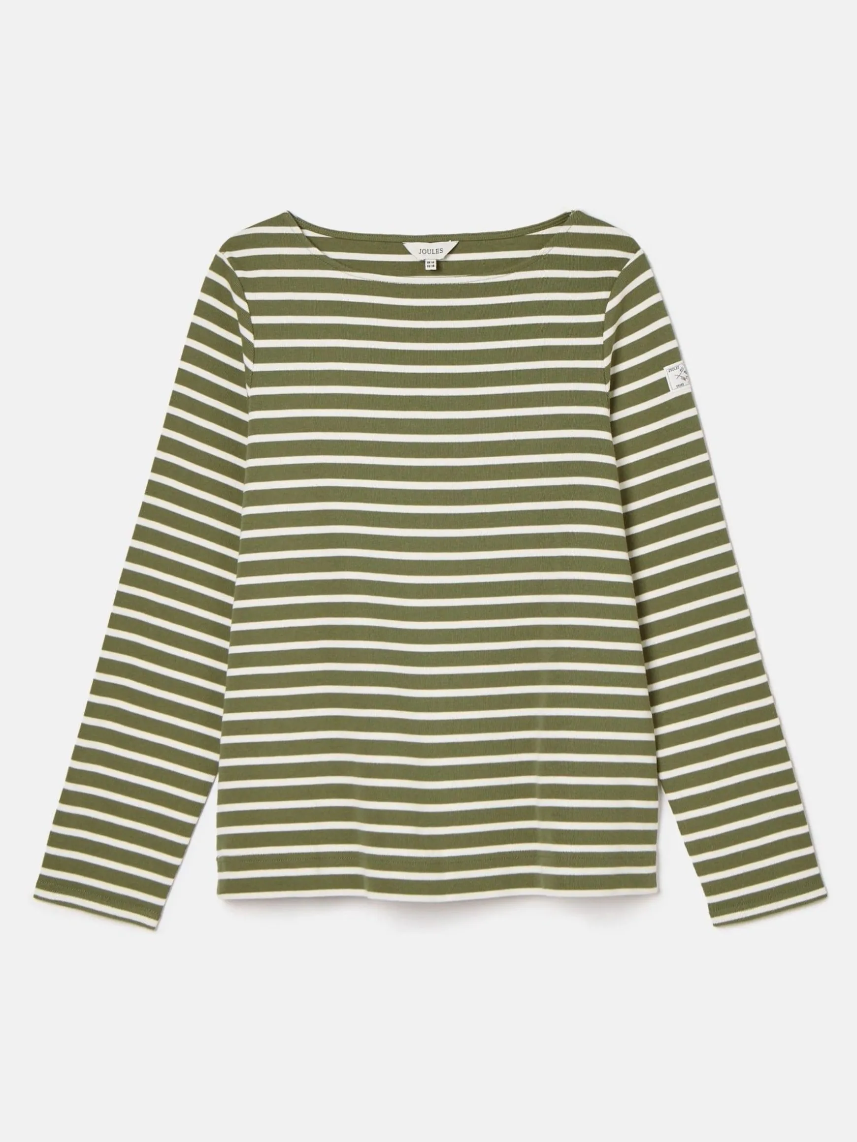 New Harbour Green stripe Boat Neck Breton Top