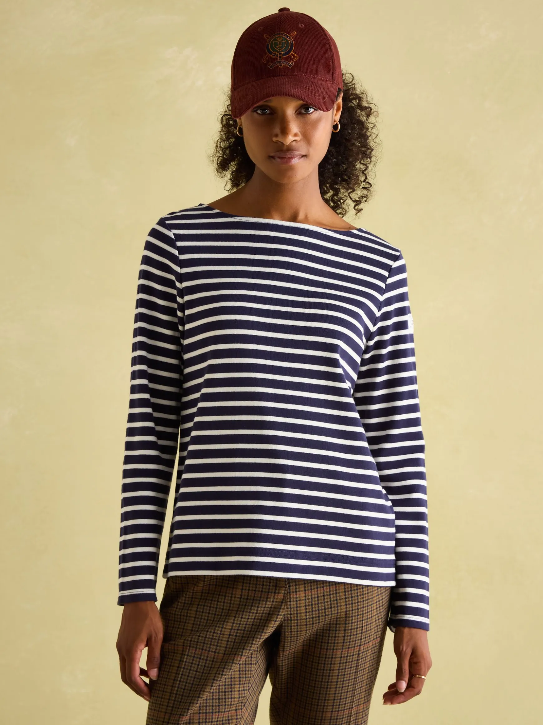 New Harbour Navy & White Striped Boat Neck Breton Top