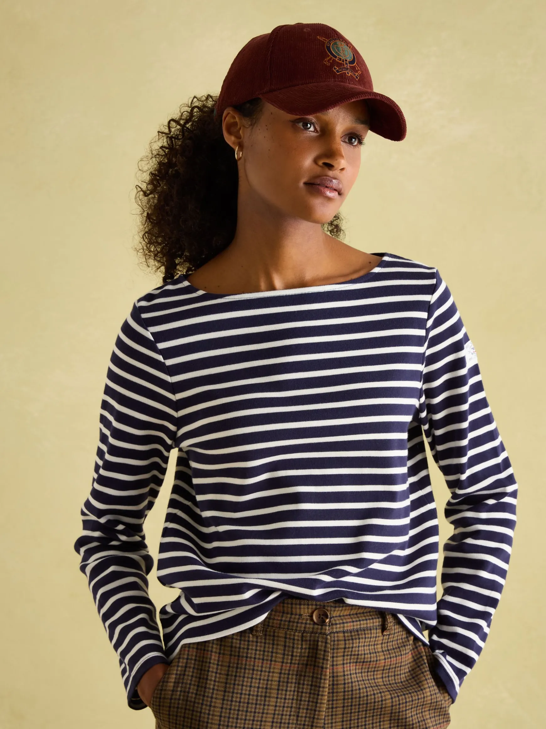 New Harbour Navy & White Striped Boat Neck Breton Top