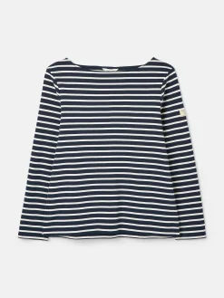 New Harbour Navy & White Striped Boat Neck Breton Top