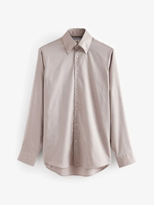 Next Neutral Regular Fit Twill Single Cuff Shirt
