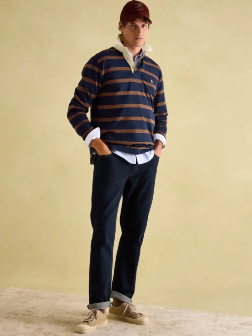 Onside Navy & Brown Striped Rugby Shirt
