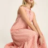 Ophelia Red & White Sleeveless Tiered Dress