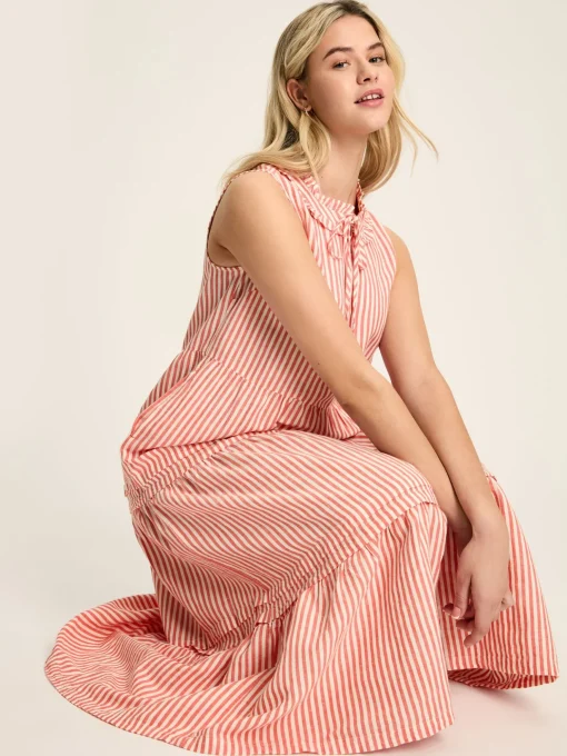 Ophelia Red & White Sleeveless Tiered Dress