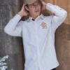 Oxford White Embroidered Check Shirt