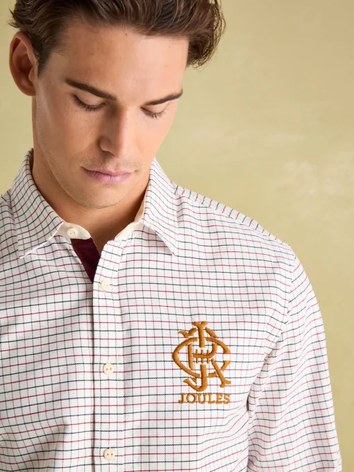 Oxford White Embroidered Check Shirt
