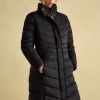 Pembury Black Showerproof Longline Padded Coat With Hood