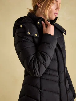 Pembury Black Showerproof Longline Padded Coat With Hood