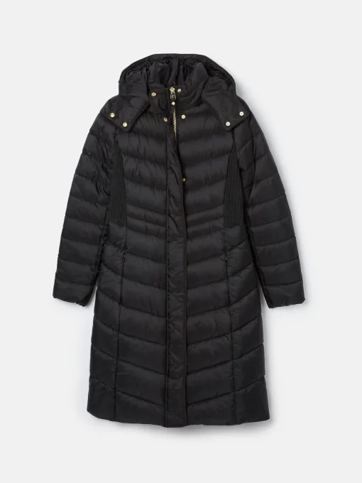 Pembury Black Showerproof Longline Padded Coat With Hood