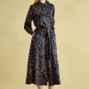 Penelope Navy Bridle Print Satin Shirt Dress