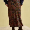 Penelope Navy Floral Satin Midi Skirt