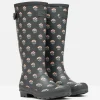 Printed Grey Floral Adjustable Tall Wellies