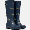 Printed Navy Blue Dog Print Adjustable Tall Wellies