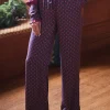 Red & Navy Satin Wide Leg Trousers
