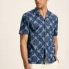 Revere Navy Blue Paisley Printed Short Sleeve Shirt