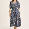Rosalie Blue V-Neck Frill Dress