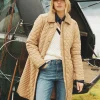 Rosewell Tan Brown Showerproof Longline Diamond Quilted Coat