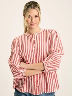 Rowan Red/White Gathered Sleeve Blouse