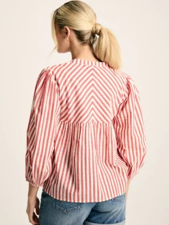 Rowan Red/White Gathered Sleeve Blouse