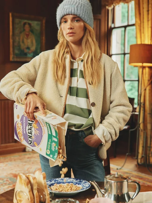 Sadie Cream Button Down Fleece Jacket