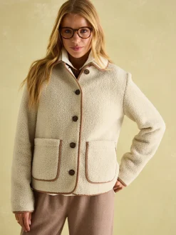 Sadie Cream Button Down Fleece Jacket