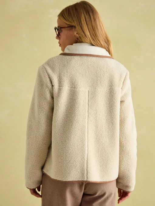 Sadie Cream Button Down Fleece Jacket