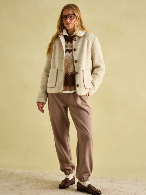 Sadie Cream Button Down Fleece Jacket