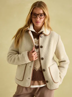 Sadie Cream Button Down Fleece Jacket