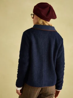 Sadie Navy Button Down Fleece Jacket