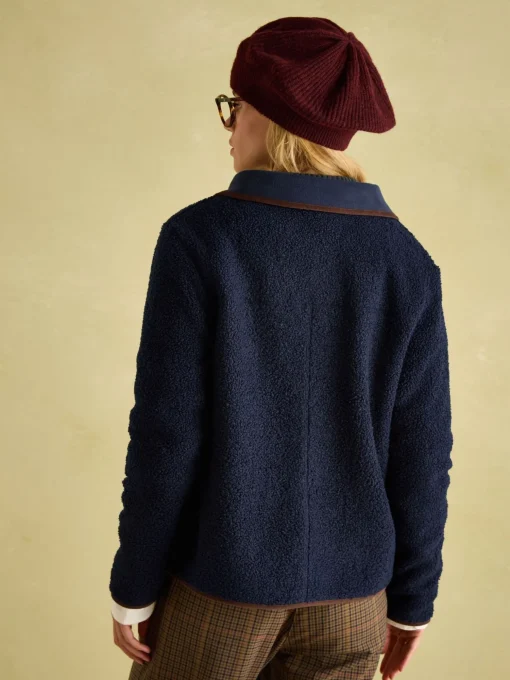 Sadie Navy Button Down Fleece Jacket