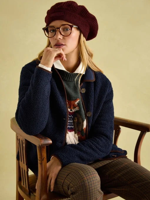 Sadie Navy Button Down Fleece Jacket