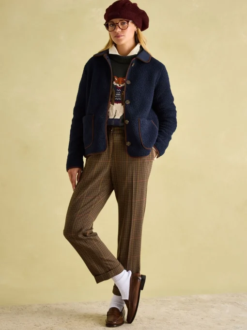 Sadie Navy Button Down Fleece Jacket
