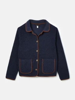 Sadie Navy Button Down Fleece Jacket