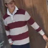 Seymour Burgundy & Cream Knitted Rugby Shirt