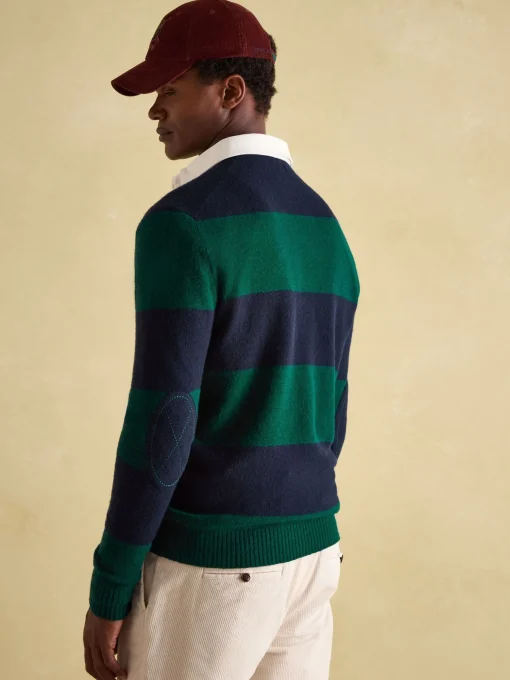 Seymour Green/Navy Knitted Rugby Shirt