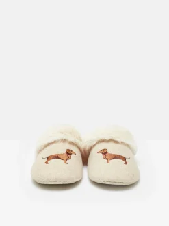 Slippet Luxe Natural Dachshund Embroided Slippers