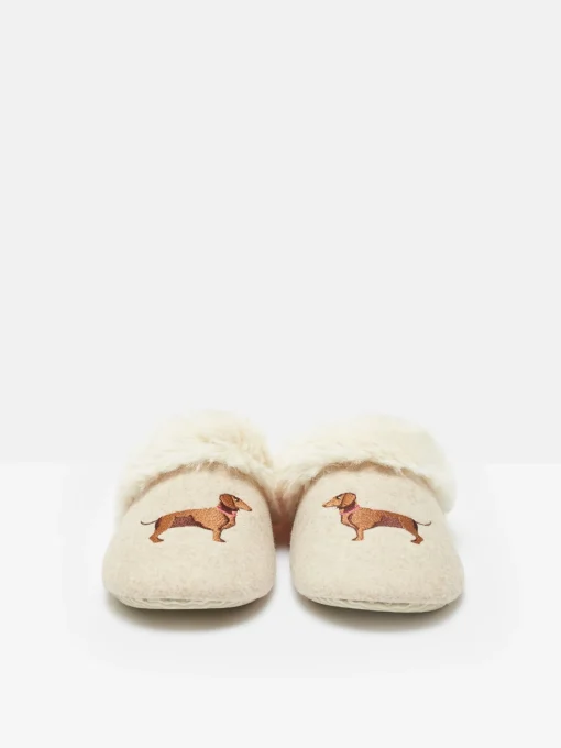 Slippet Luxe Natural Dachshund Embroided Slippers