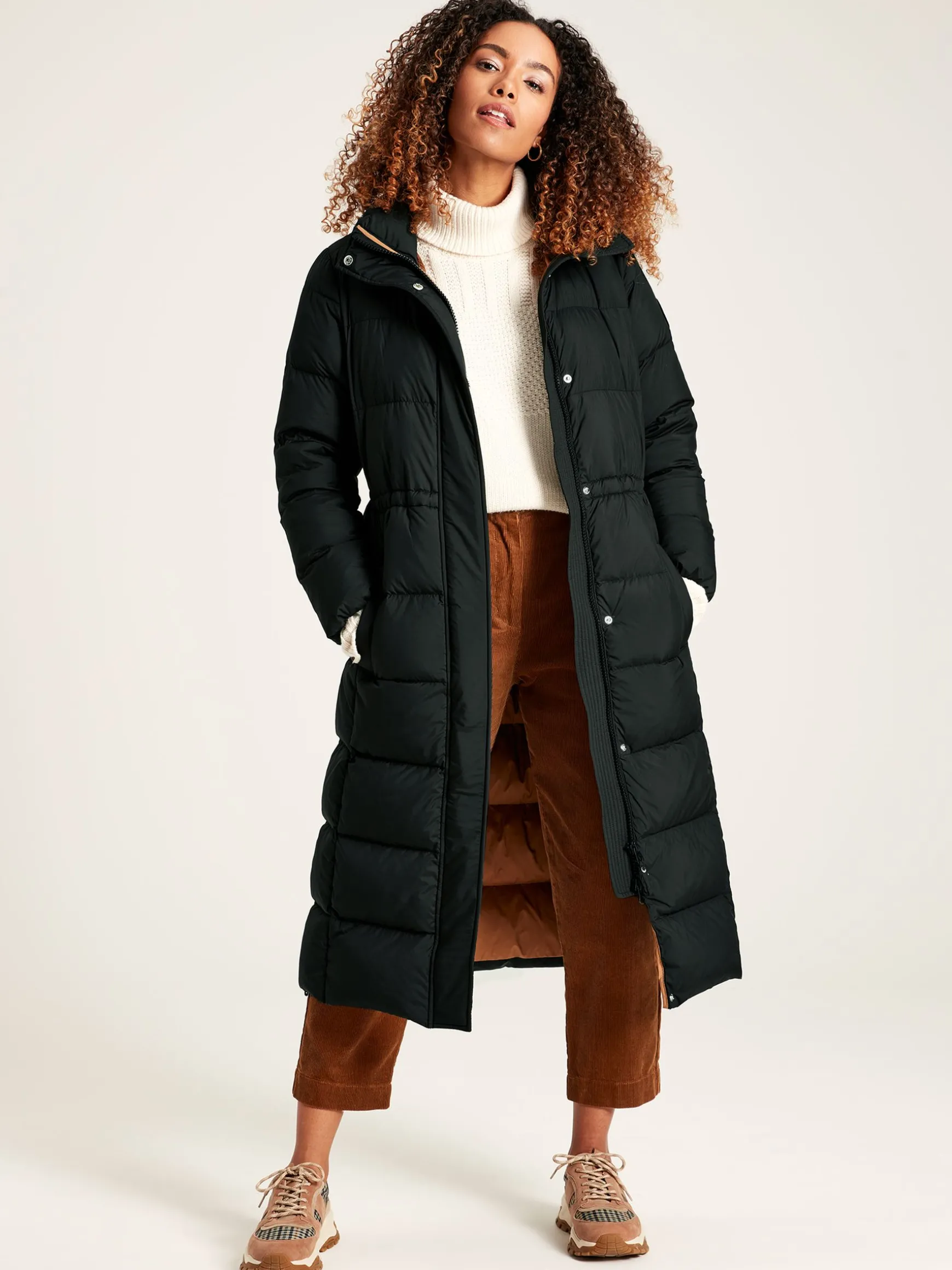 Somerton Black Showerproof Down Feather Long Puffer Coat