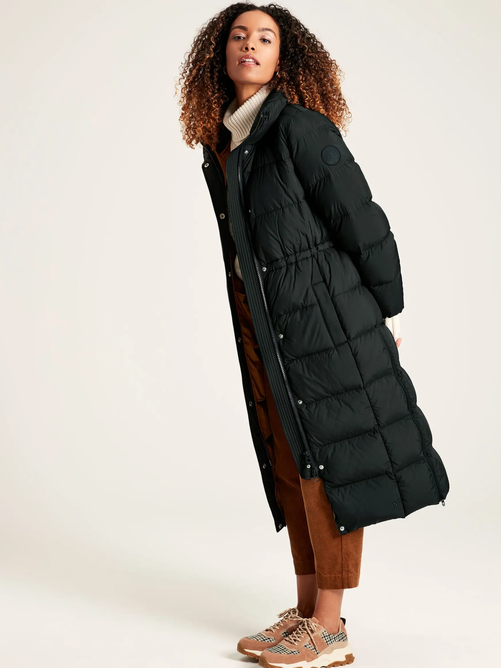 Somerton Black Showerproof Down Feather Long Puffer Coat