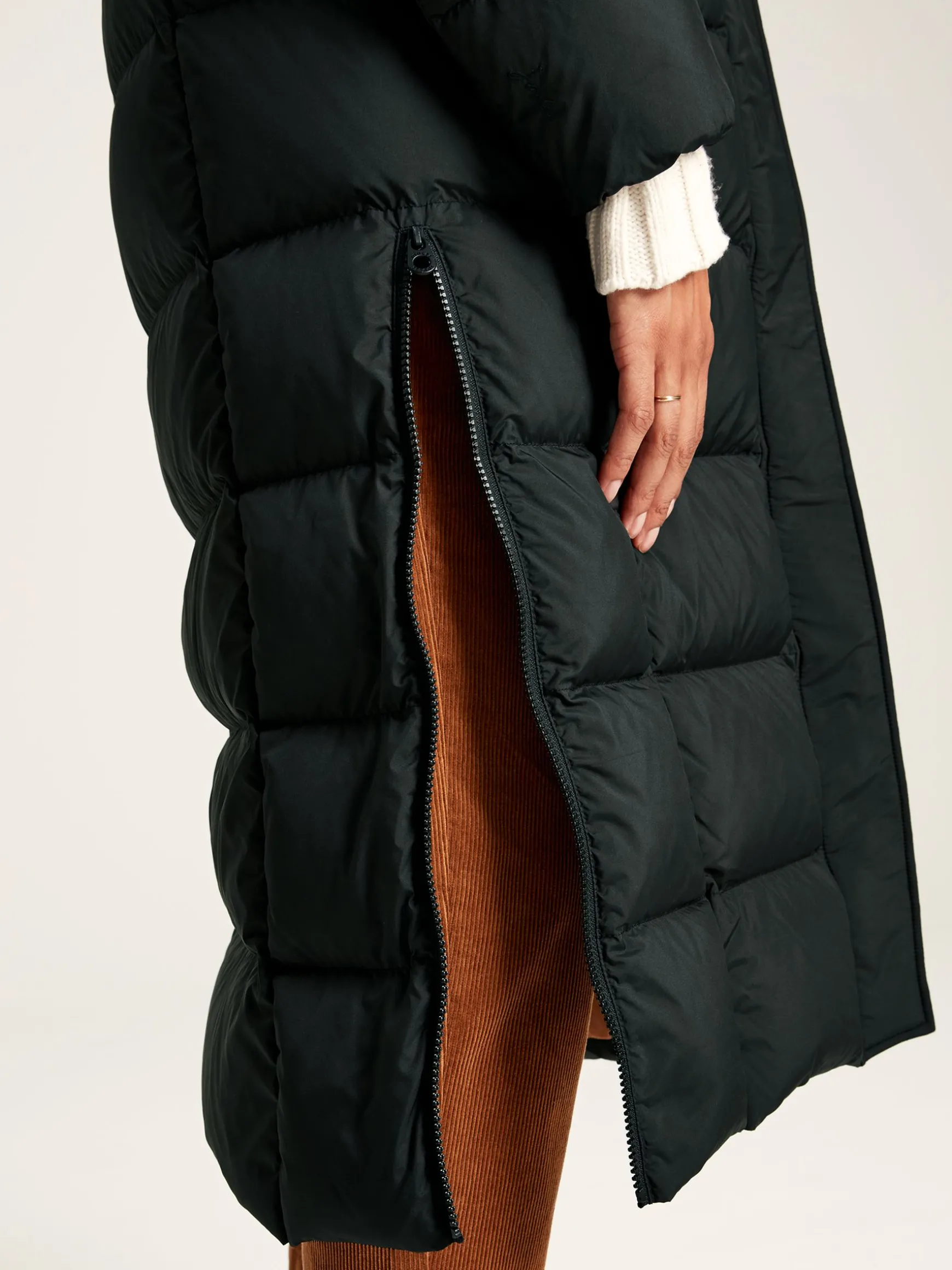 Somerton Black Showerproof Down Feather Long Puffer Coat