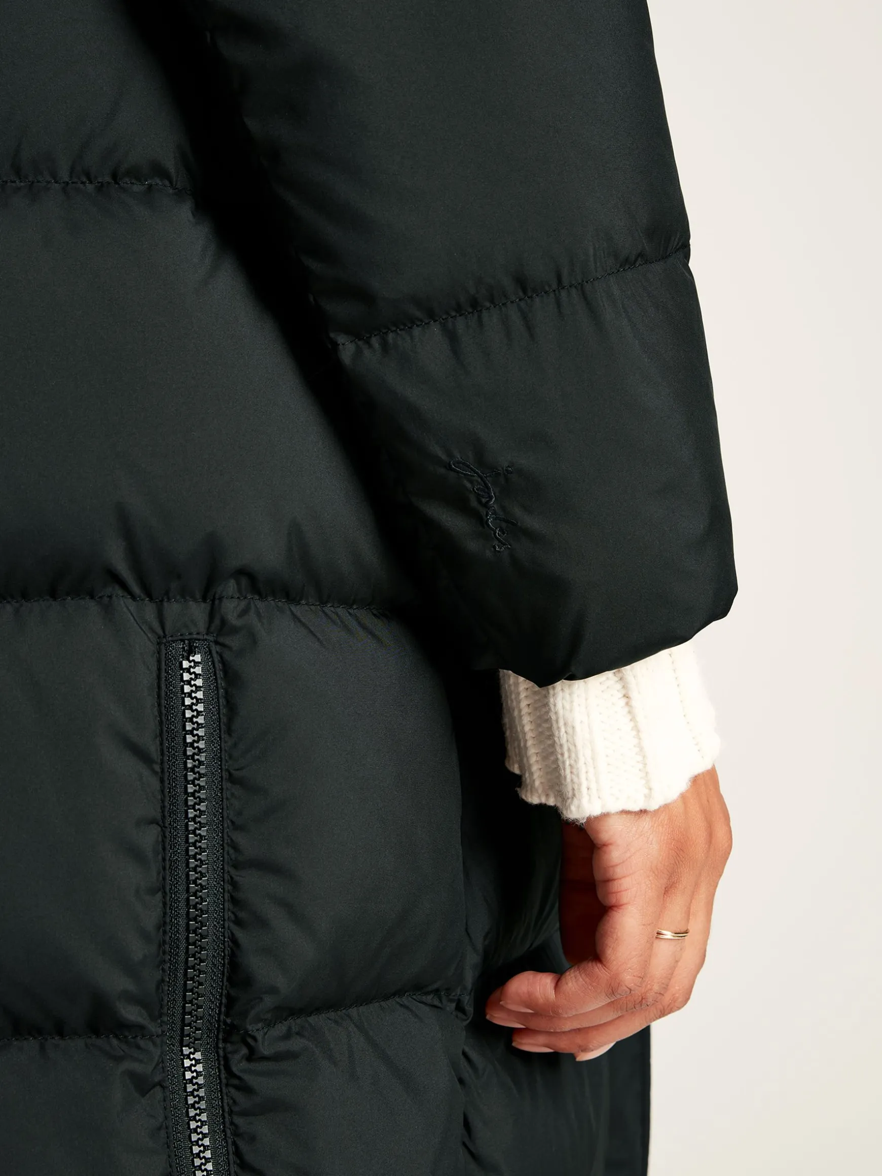 Somerton Black Showerproof Down Feather Long Puffer Coat