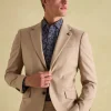 Tan Brown Slim Fit Flannel Suit Jacket