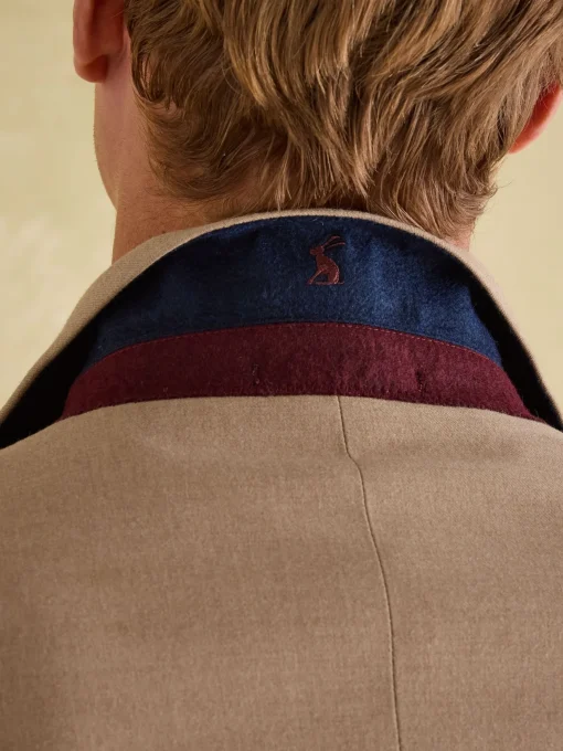 Tan Brown Slim Fit Flannel Suit Jacket