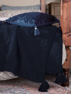 Tapestry Blue 100% Cotton Throw