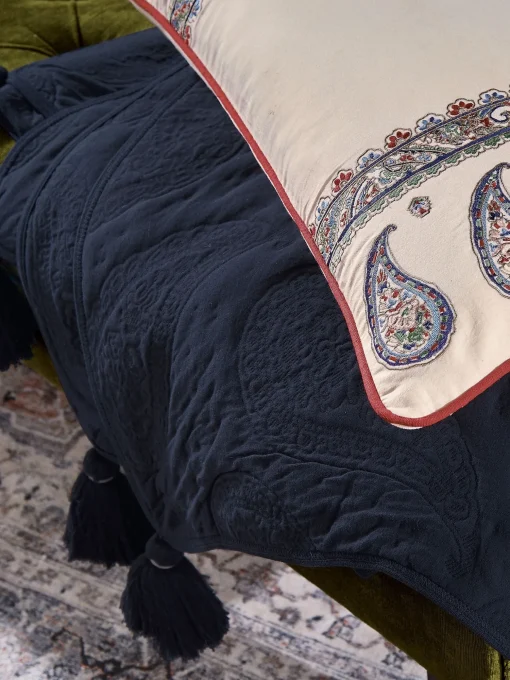 Tapestry Blue 100% Cotton Throw