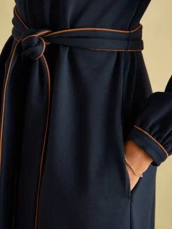 Thea Navy Ponte Long Sleeve Dress