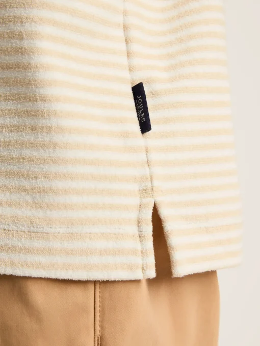 Towelling Cream Striped Polo Shirt