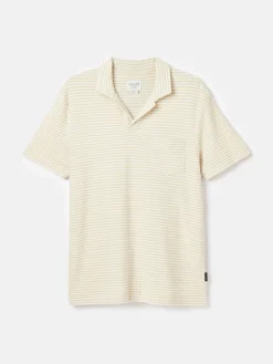 Towelling Cream Striped Polo Shirt