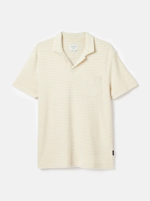 Towelling Cream Striped Polo Shirt