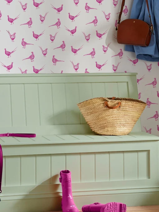 Truly Pink Flirty Pheasants 10M Wallpaper